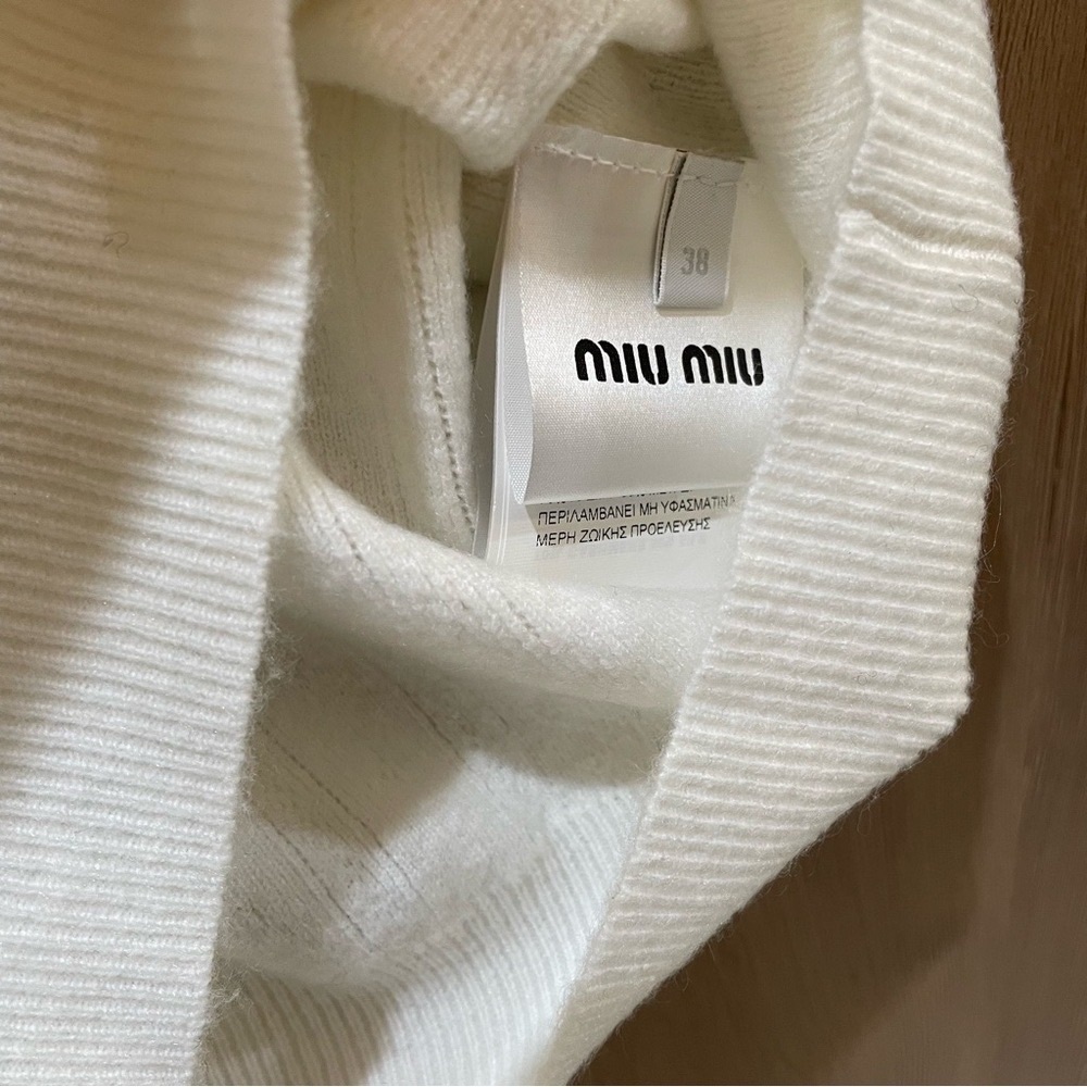 Miu Miu Cream Ribbed Tank Top - Picture 3 of 7